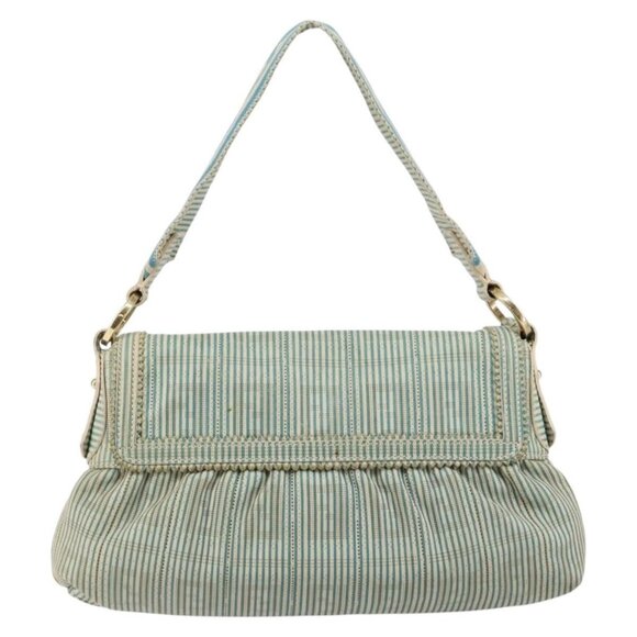 FENDI Zucca Canvas Chef bag Shoulder Bag Blue Gold Auth - Picture 3 of 16